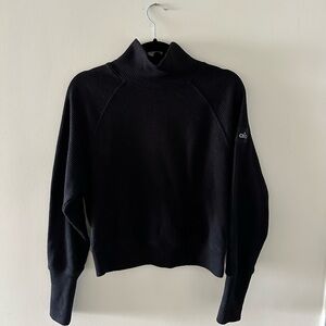 ALO Yoga Black waffle knit turtleneck
